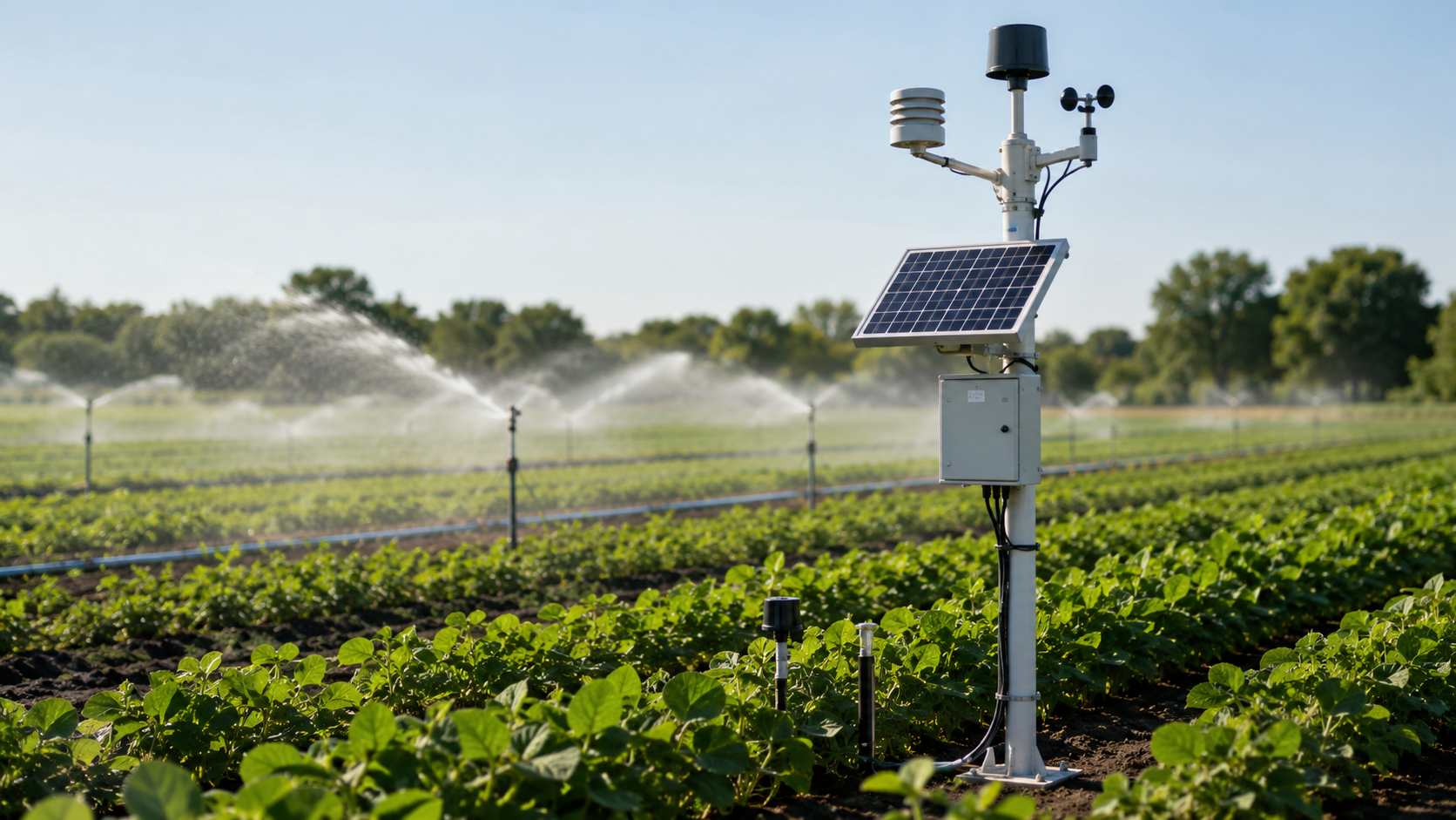 Smart irrigation network and solar-powered agricultural field sensors